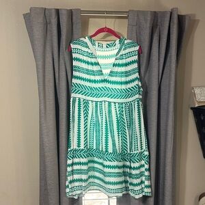Cupshe White and Teal Tribal Print Mini Dress